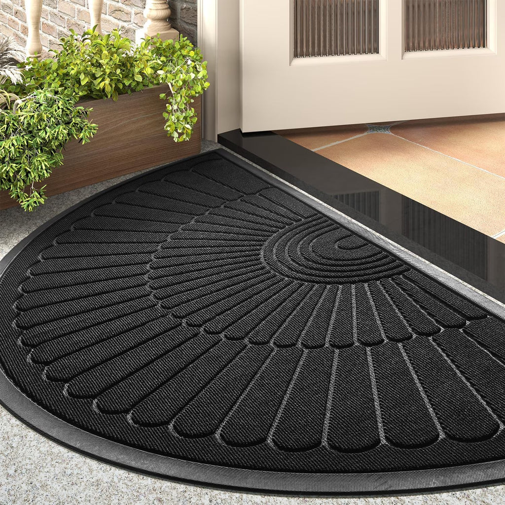 Black 24”x47” Durable Rubber Non Slip Door Mat X8676