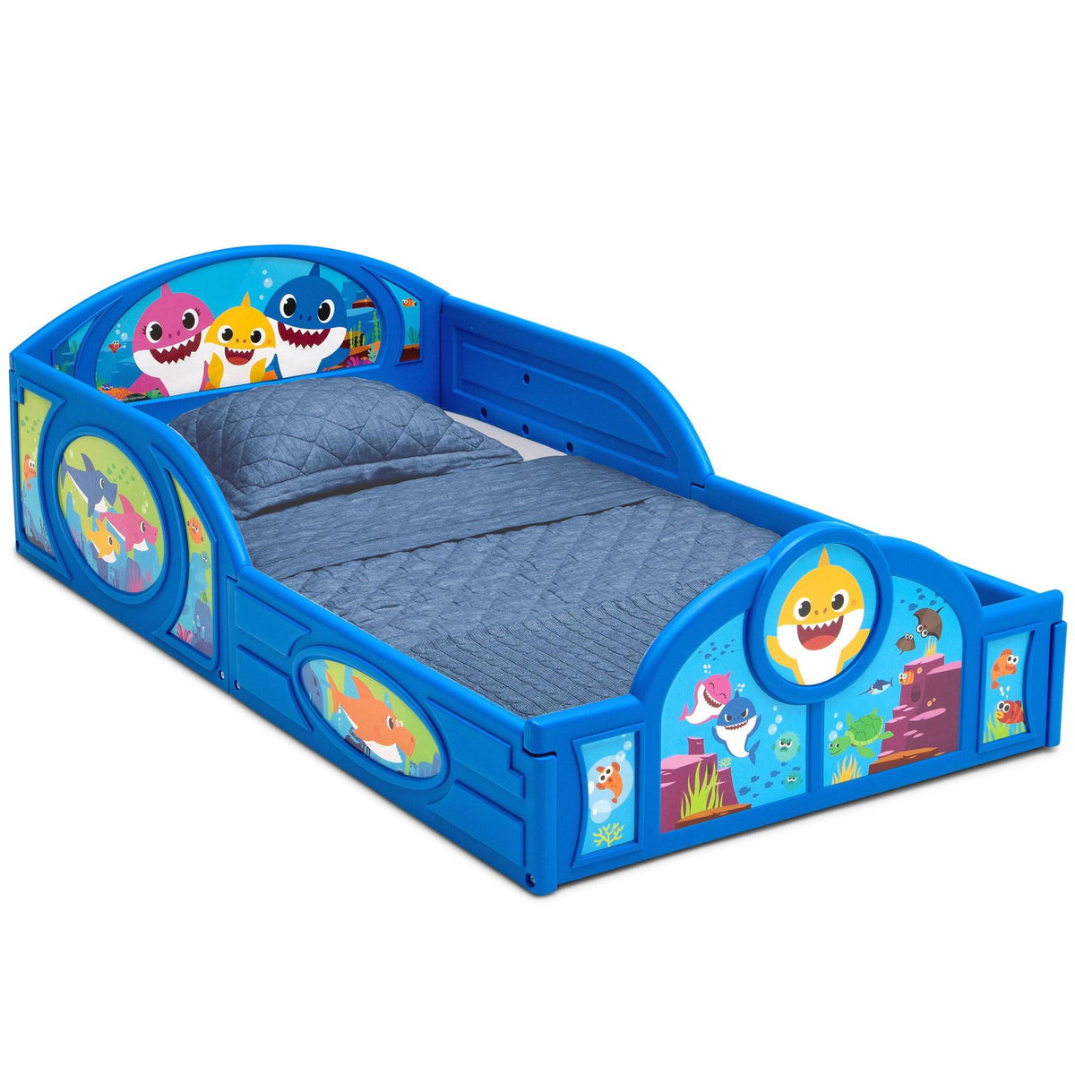 Plastic Toddler Bed with Attached Guardrails F34741