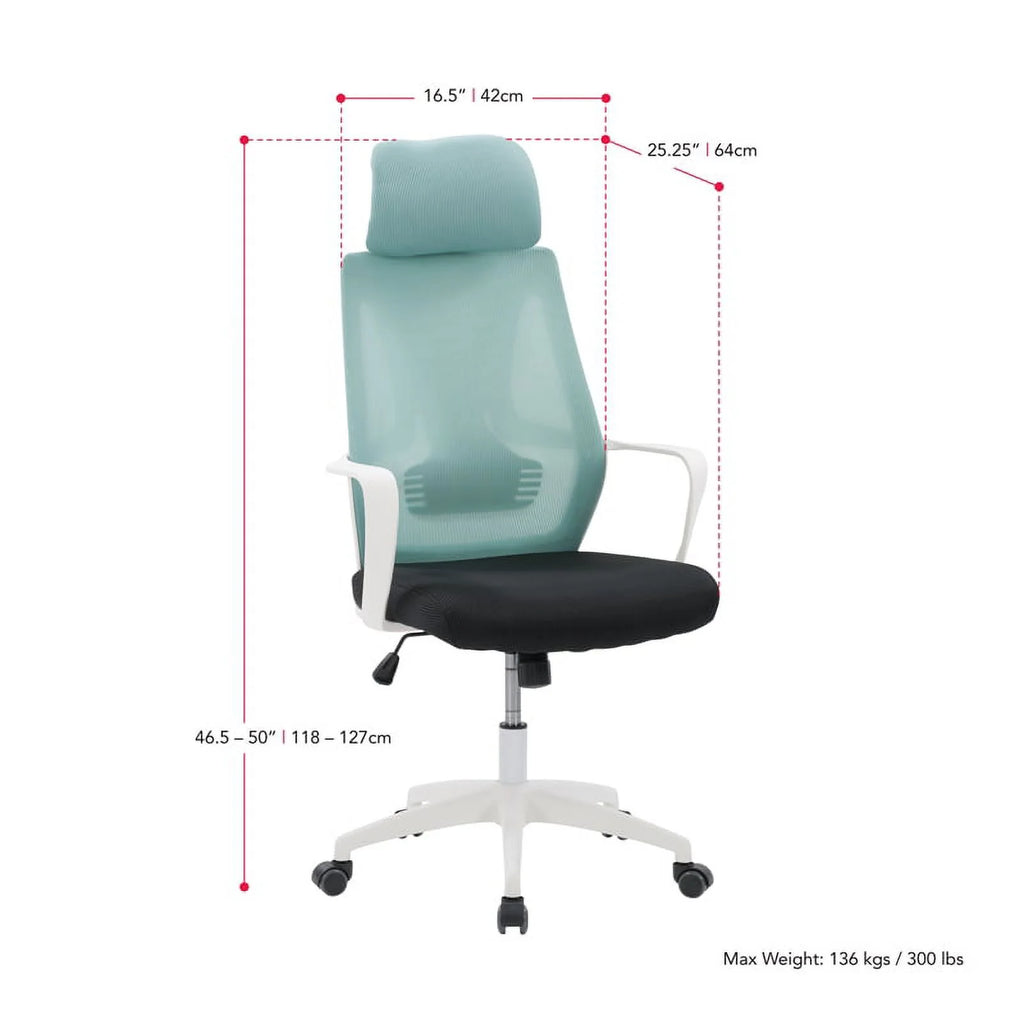 Teal Blue and Black Fabric Mesh Back Office Chair L286
