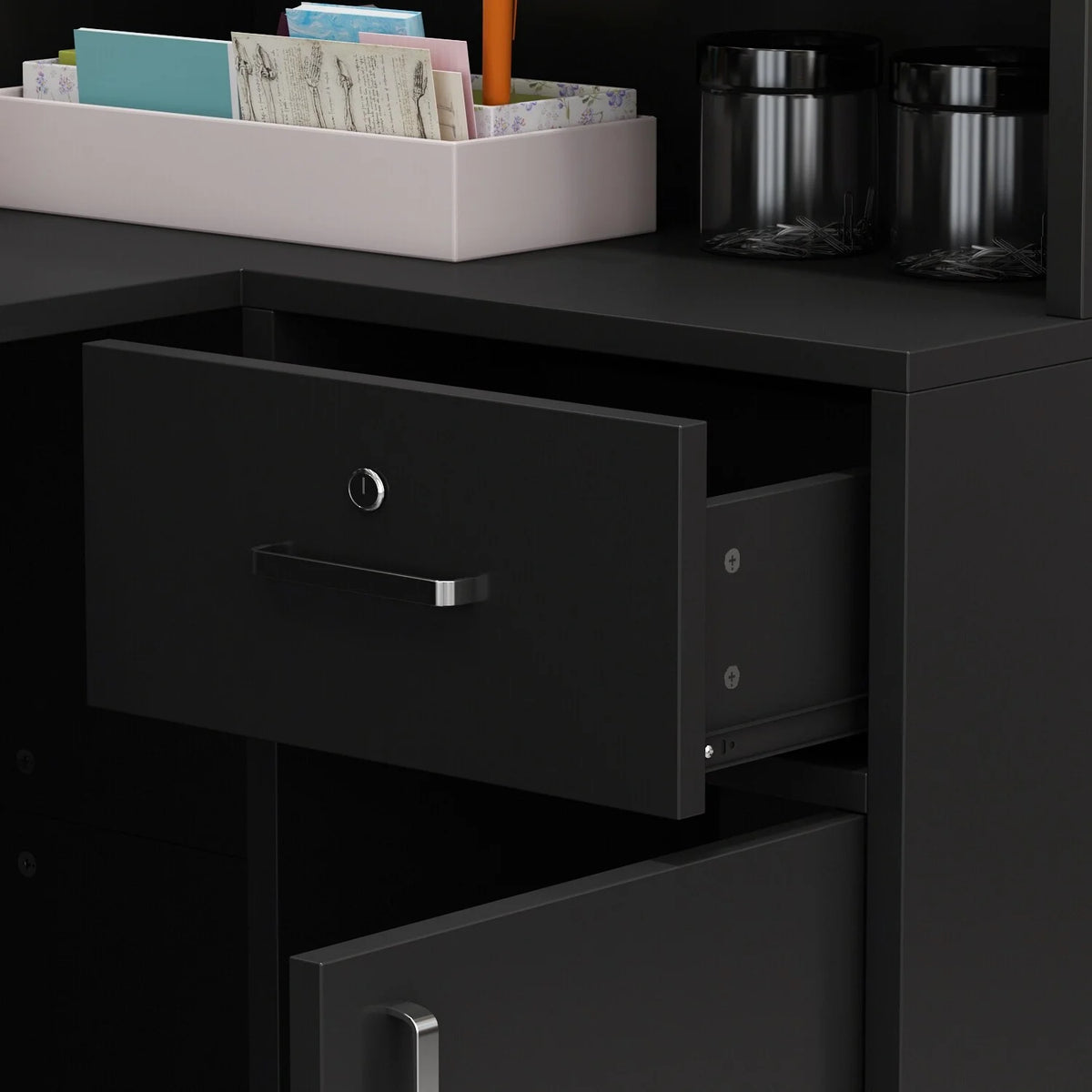 Black or White Marbled Wood L-shaped Reception Desk F36609