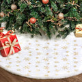 Christmas Tree Skirt 36 Inch Plush Gold Sequin Snowflake V619