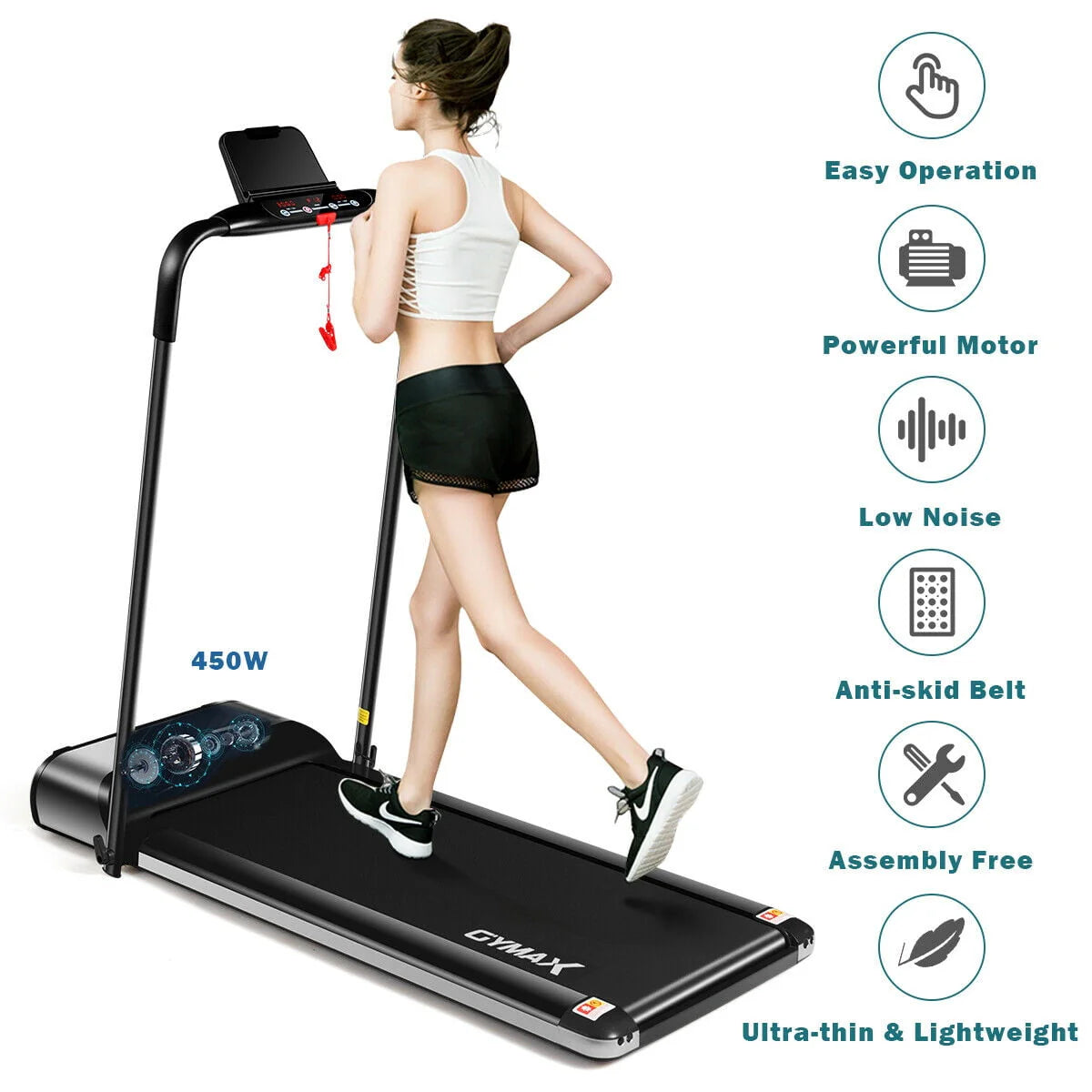 450W Ultra-thin Electric Folding Treadmill O707