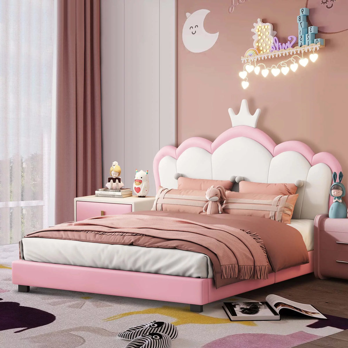 White Upholstered Twin Platform Bed C666