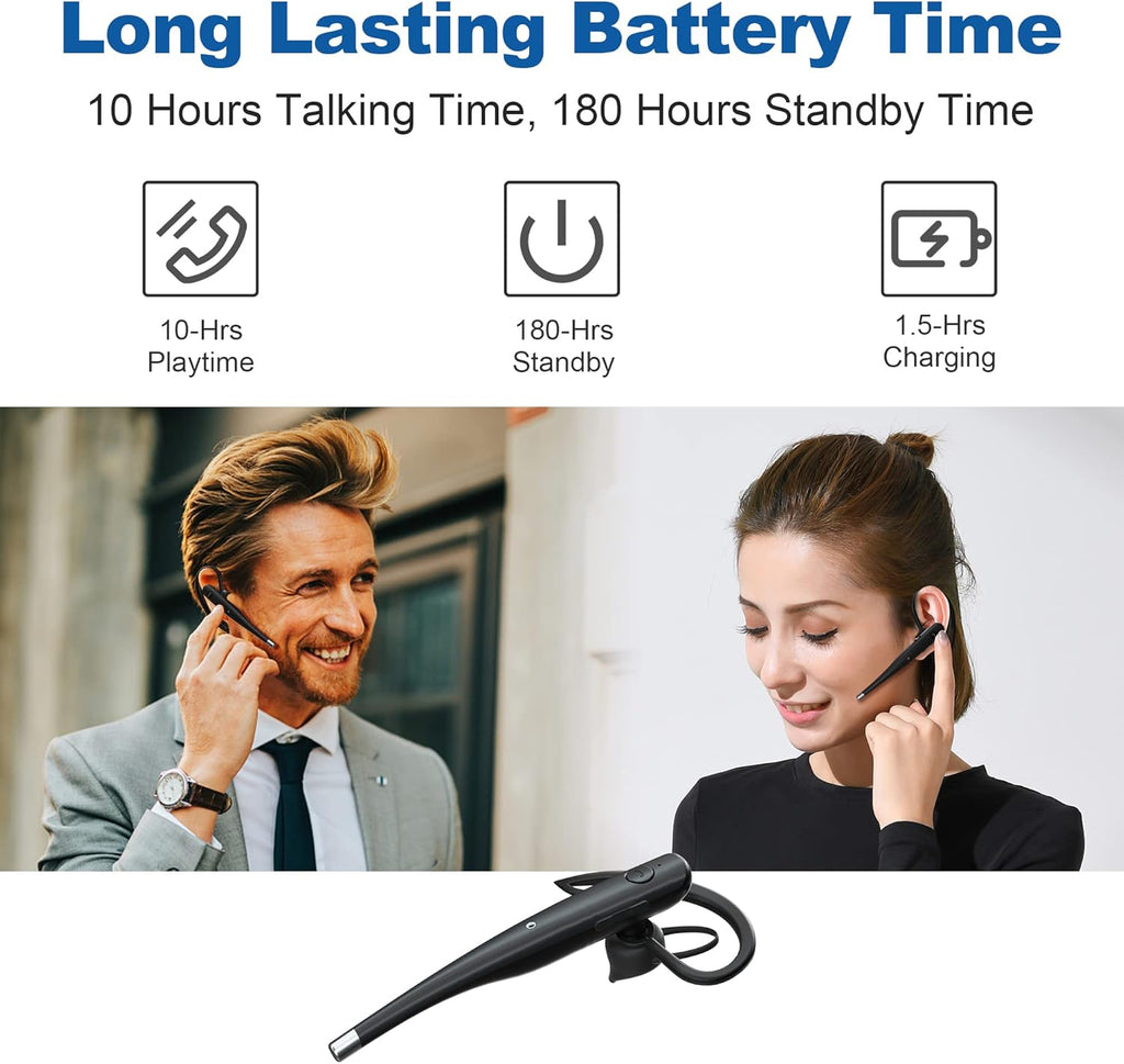 Wireless Bluetooth Earpiece with Dual Mic Noise Cancelling R1111