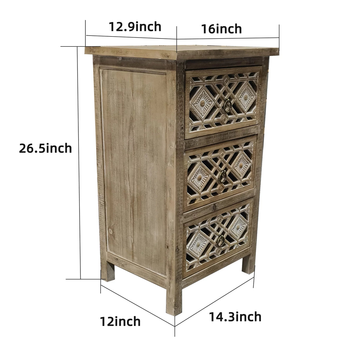 Farmhouse Wood Storage Cabinet with 3 Drawers E7228
