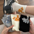 Cute Cat Cotton Socks with Pom Poms X44445