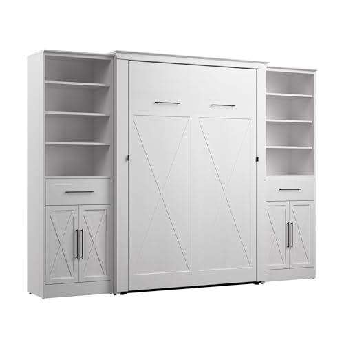 Pure White Oak Full Murphy Bed with Closet Organizers A34190