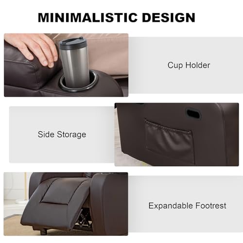 Brown Power Lift Recliner Chair with Massage & Heat S2778