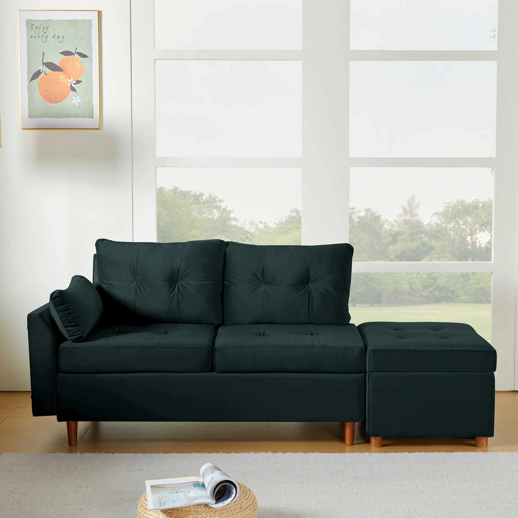 Velvet 2-3 Seat Sectional Sofa with Storage Ottoman M48714