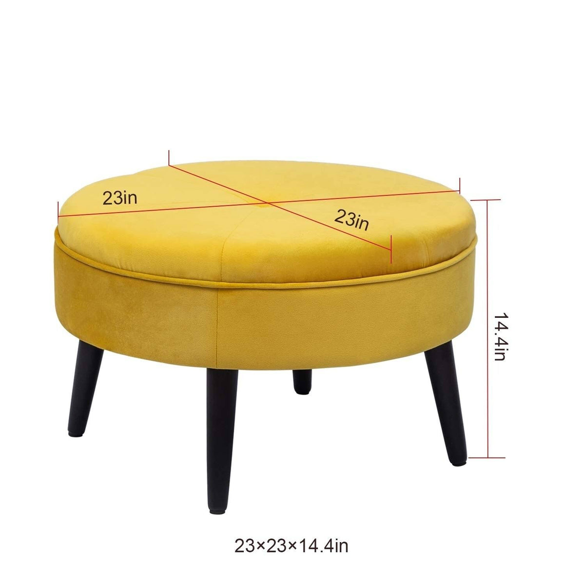 Yellow Round Tufted Fabric Ottoman P5493