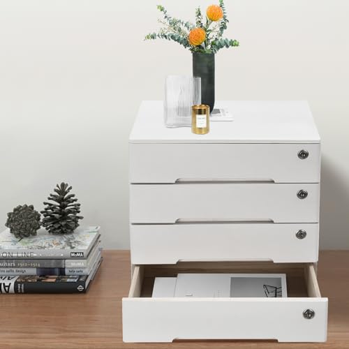 4 Drawers Wood Storage Box with Lockable Drawers H6547