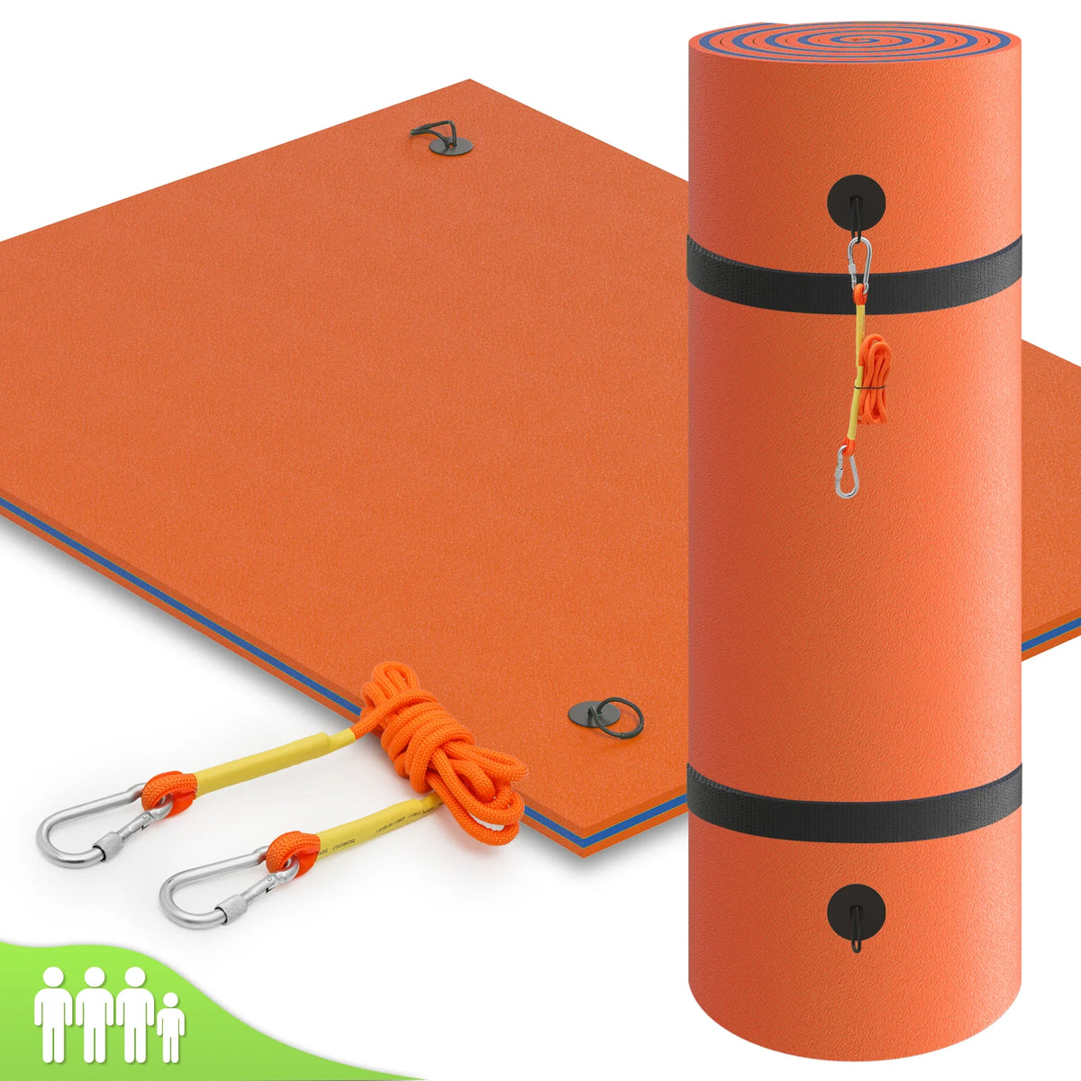 8' x 6' Orange XPE Foam Floating Water Mat G793