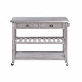 Storm Gray Wire-Brush Kitchen Cart with Stainless Steel Top U761