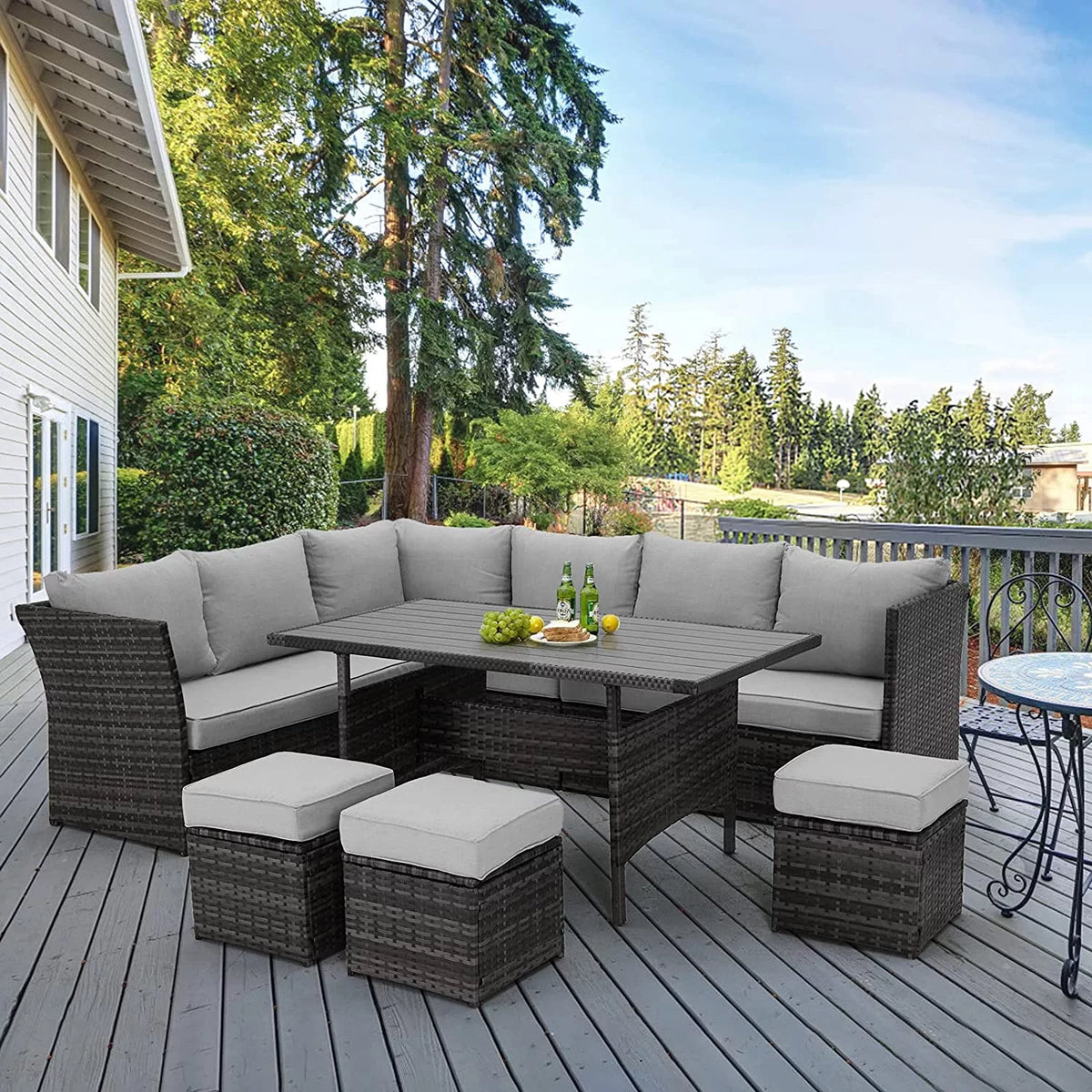7 Piece Rattan Wicker Patio Conversation Set H357