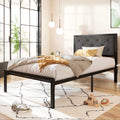 Twin Size Metal Platform Bed Frame with Fabric Headboard J243