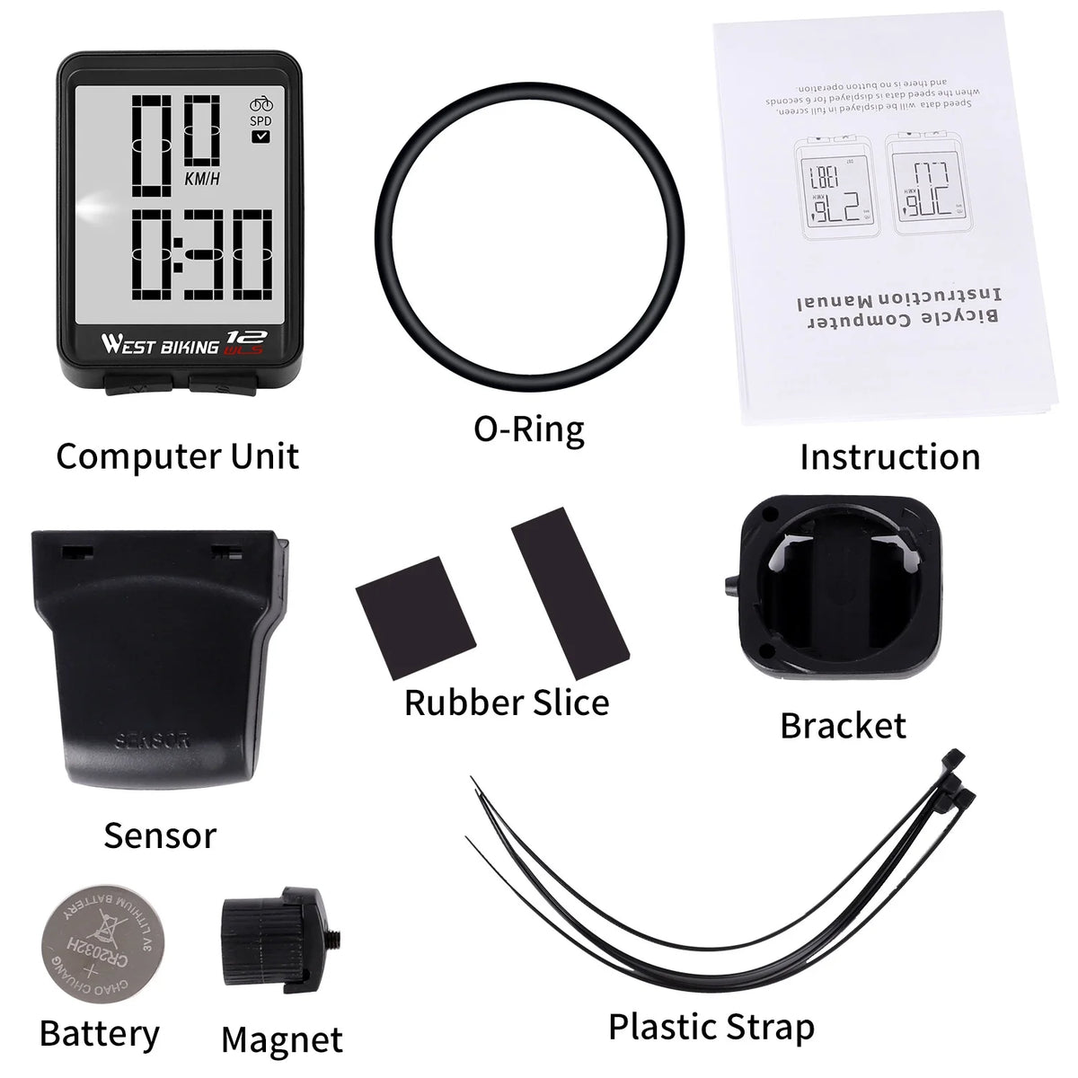 Black Wireless Bicycle Speedometer Y56250