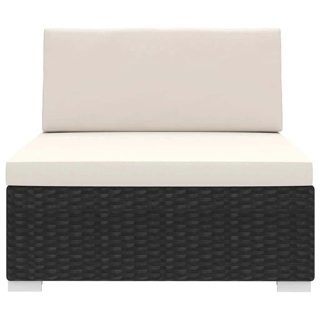 Poly Rattan Black Sectional Middle Seat with Cushions D383