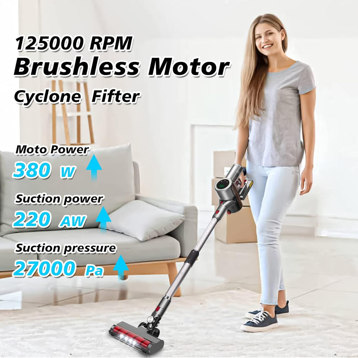 Cordless Stick Vacuum Cleaner with LED Display H6458