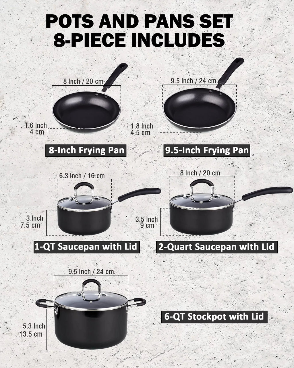 Nonstick 8-Piece Cookware Set Y5879