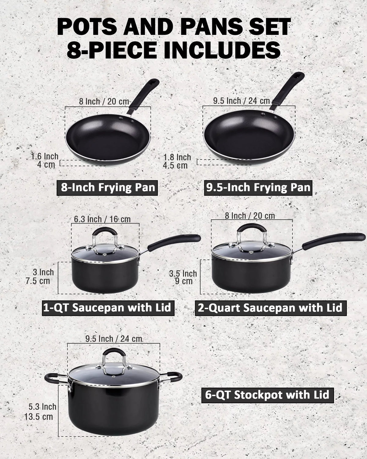 Nonstick 8-Piece Cookware Set Y5879