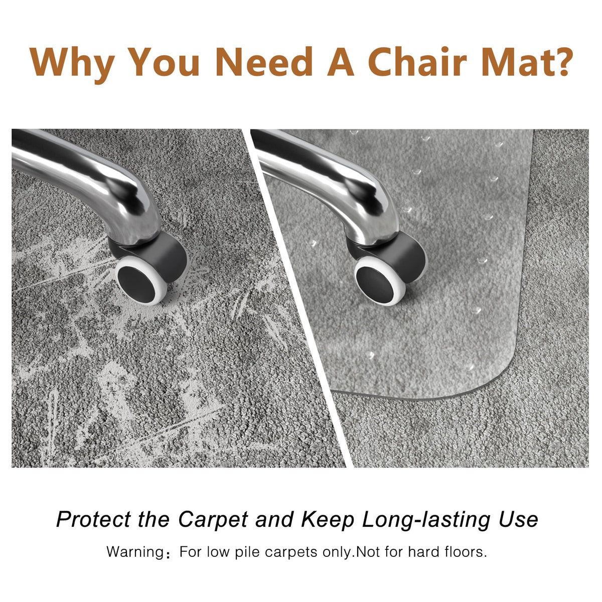 Office Chair Mat for Low Pile Carpet, 30'' x 48'' D8475