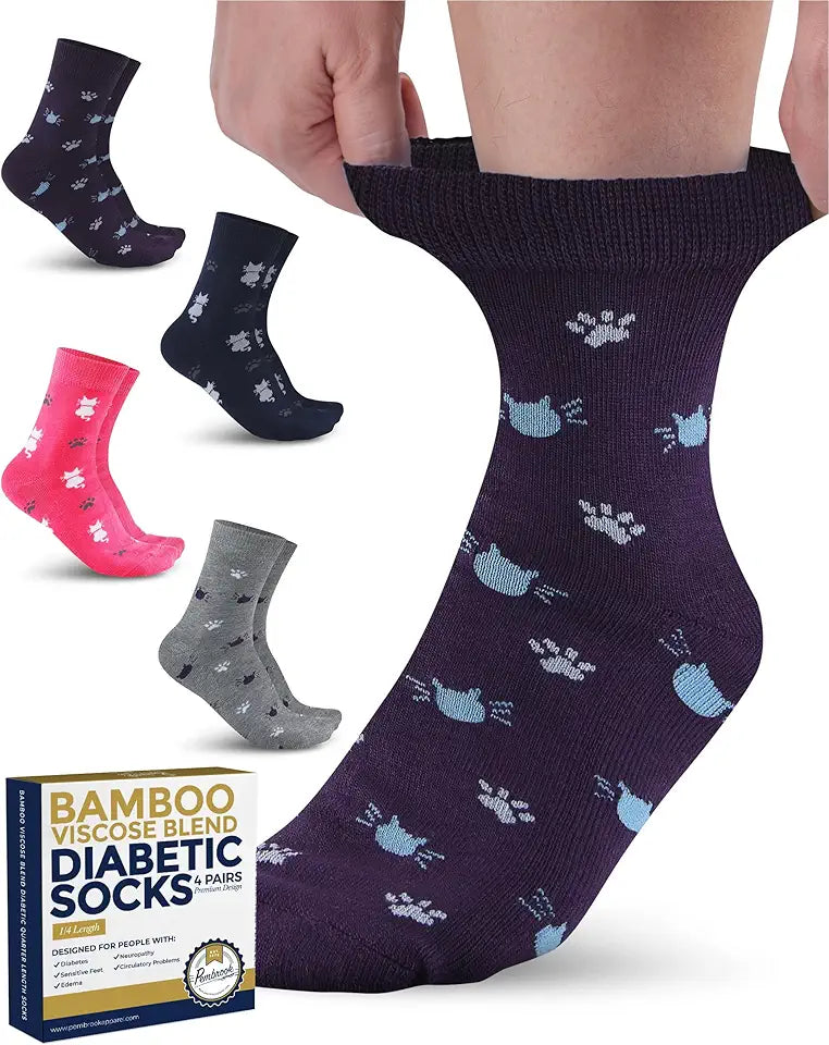 Diabetic Socks 4 Pairs Ankle Bamboo Viscose Size 9-11 H913523