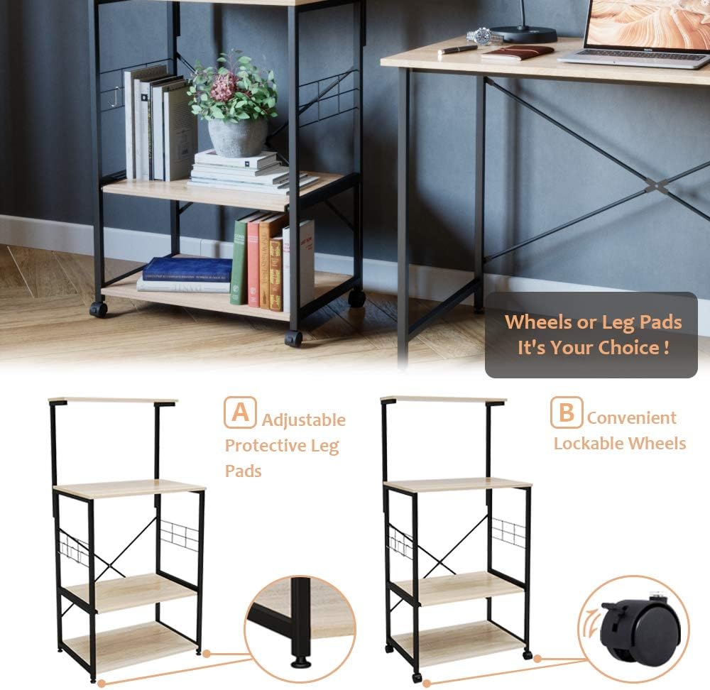 4 Tier Kitchen Bakers Rack with Storage Shelf H220486
