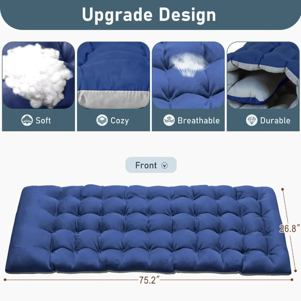 Adjustable 5-Position Folding Chaise Lounge Chair with Mattress and Pillow V467120