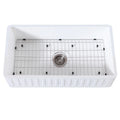 36 In. Farmhouse Kitchen Sink with Strainer and Grid, Matte White E5943