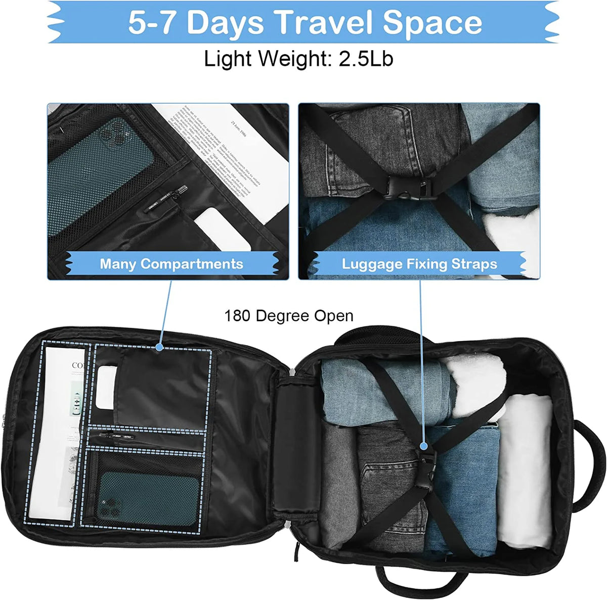 Extra Large 40L Waterproof Travel Backpack (Black) A176