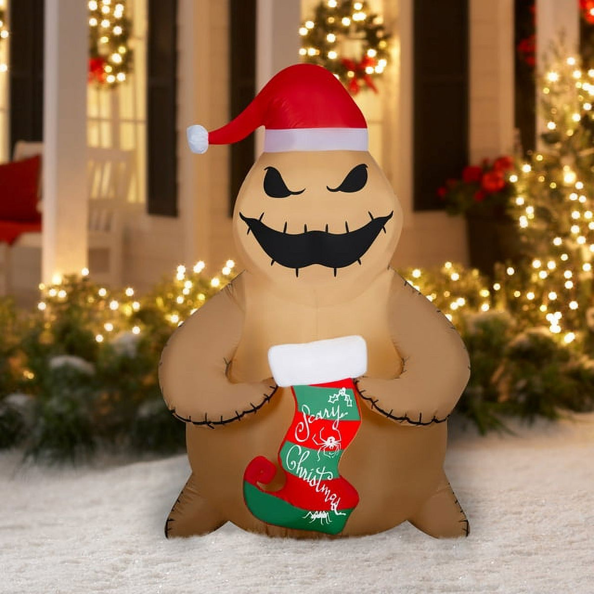 5 Foot Brown Burlap Inflatables Christmas Stocking N397