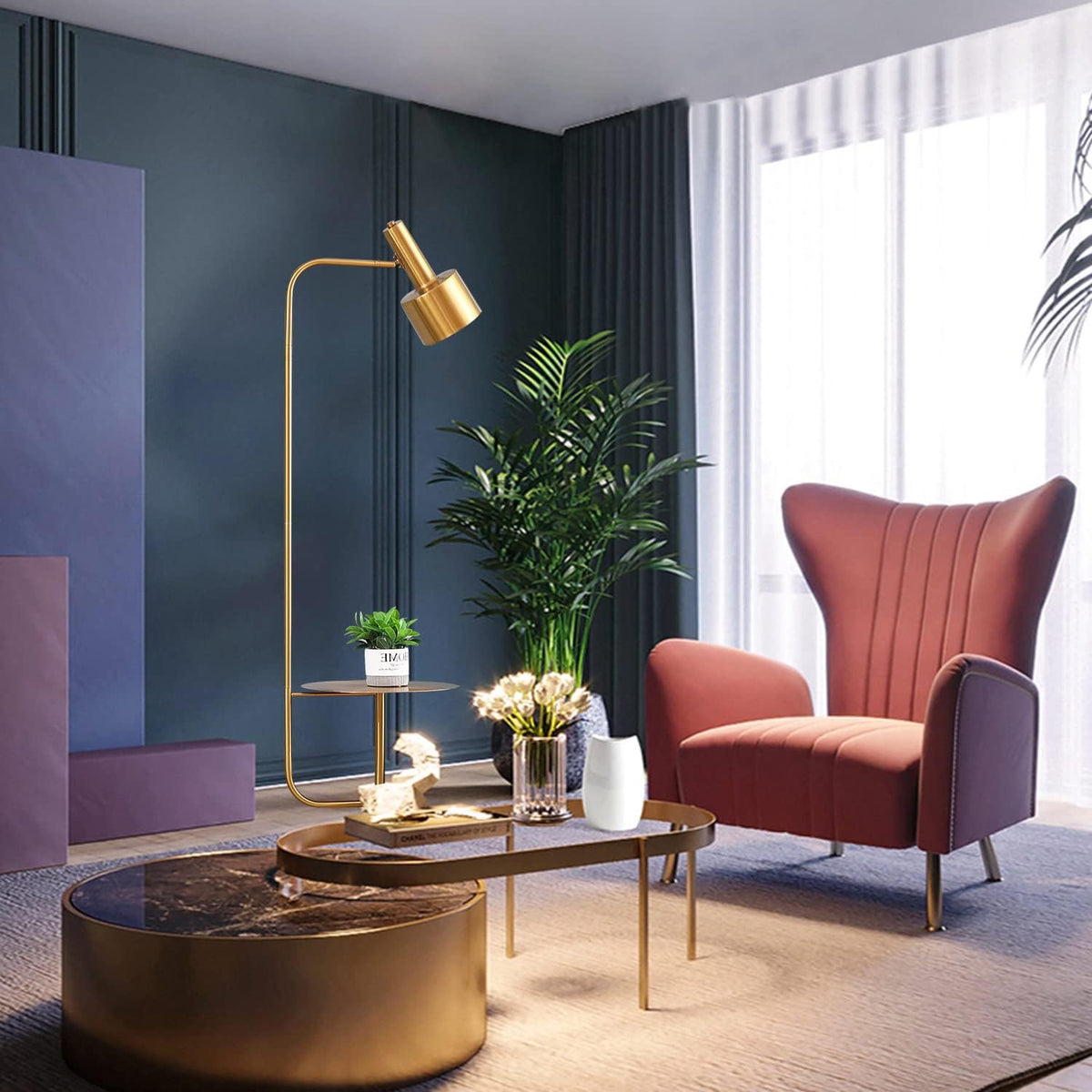 Floor Lamp with Tray and Foot Switch V74097