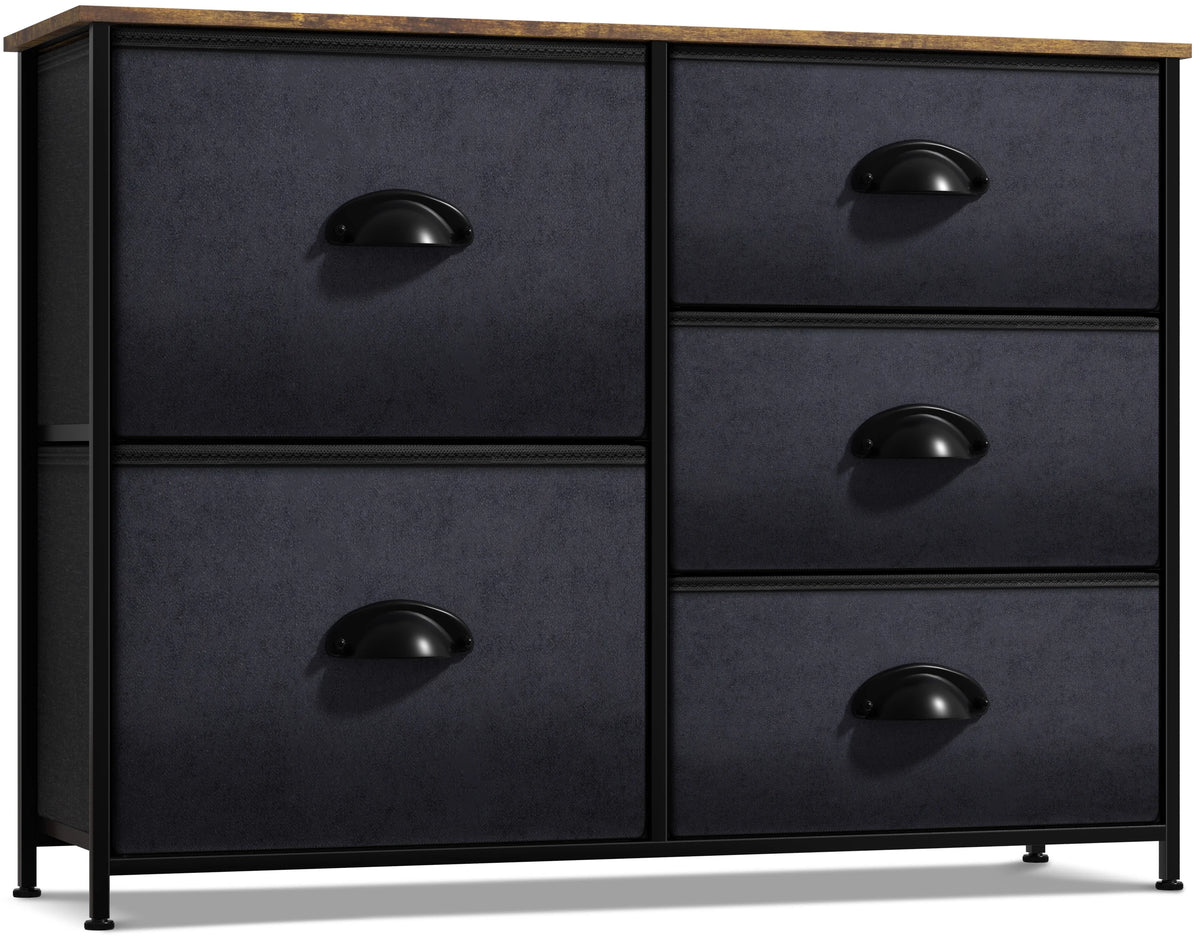 Black 5-Drawer Steel Frame Dresser D1616