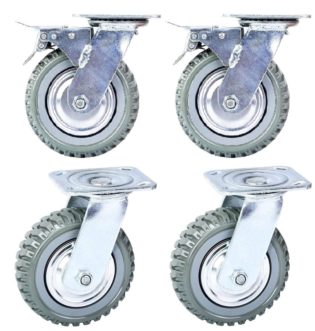 6 inch All Swivel Caster Wheels, Heavy Duty 4Pcs Pack Anti-Skid Rubber Swivel Casters with 360 Degree Top Plate D2768