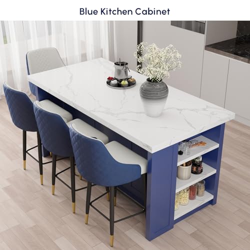 72'' White Kitchen Island with 3 Drawers D280