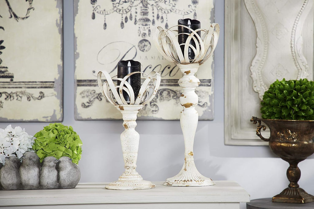 Metallic Gold Feather Candle Holder with Hurricane Glass T148