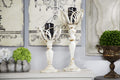 Metallic Gold Feather Candle Holder with Hurricane Glass T148