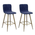 Fabric Full Back Barstools, Gold and Dark Blue (Set of 2) Y964