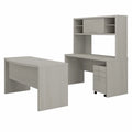 Gray Sand Desk and Credenza with Drawers S43677