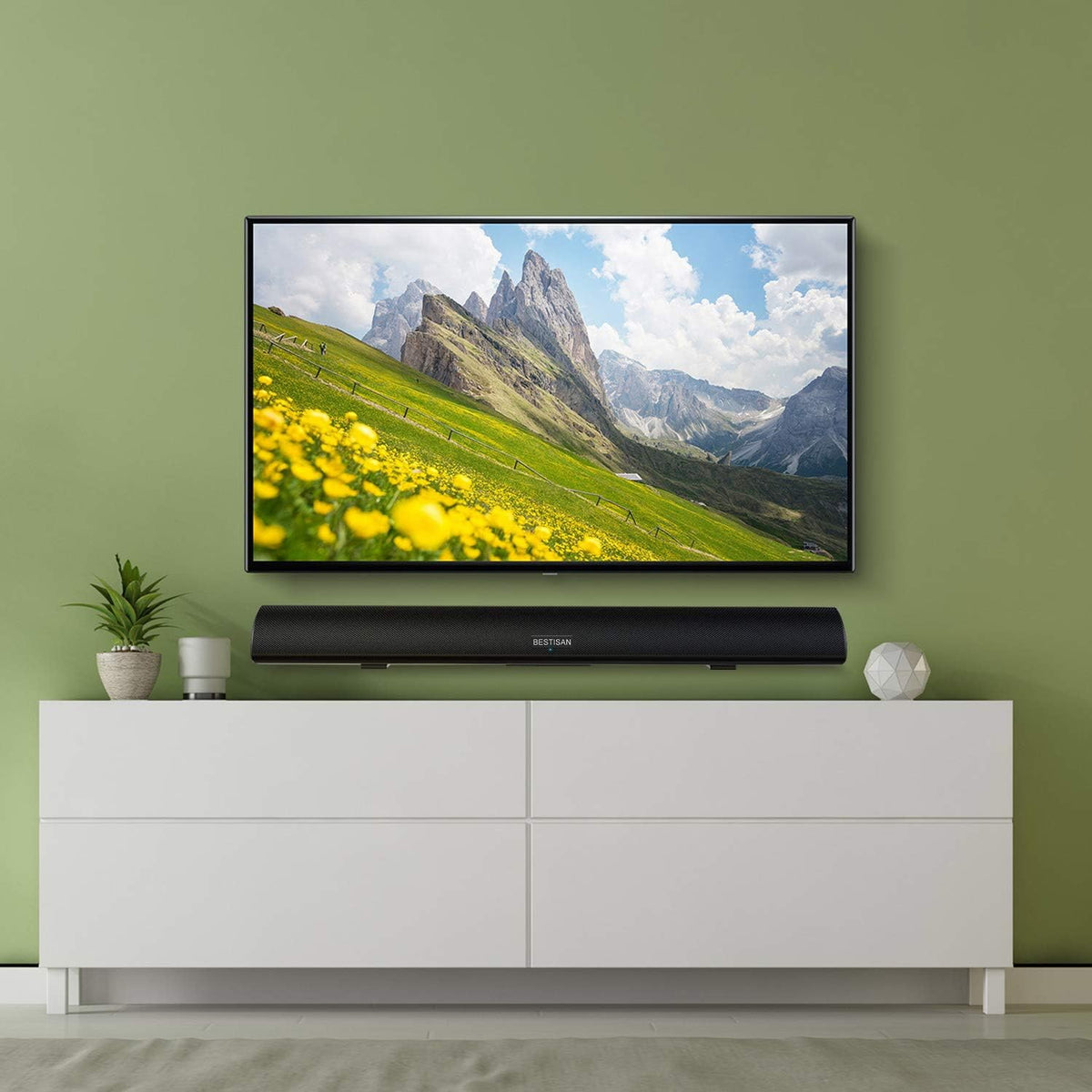 Sound Bar with Bluetooth 5.0, 40 Inch, 6 Drivers, 105dB, Wall Mountable A93333