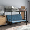 Black Twin Size Metal Loft Bed with Convertible Lower Bed P7135