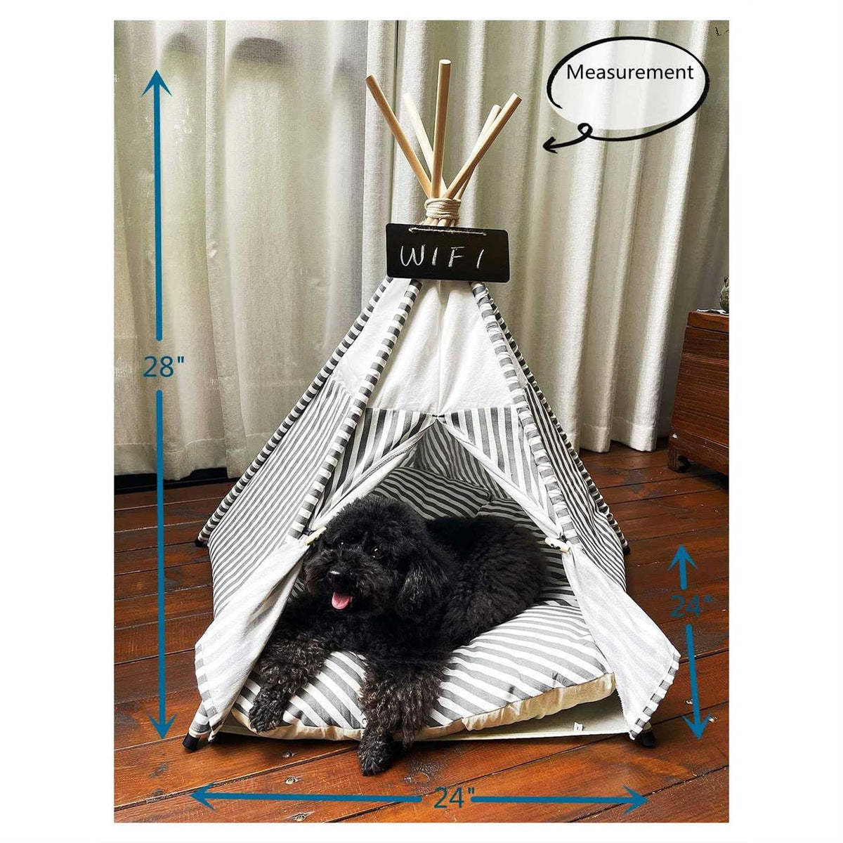 Pet Teepee Tent with Thick Cushion 28 Tall Y38271