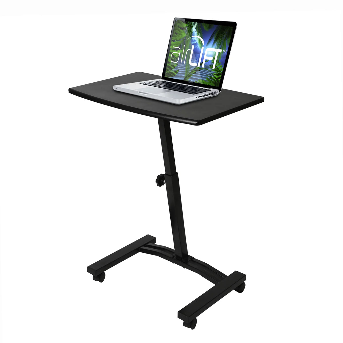 Black Height Adjustable Mobile Laptop Cart Desk with Wheels Y72073