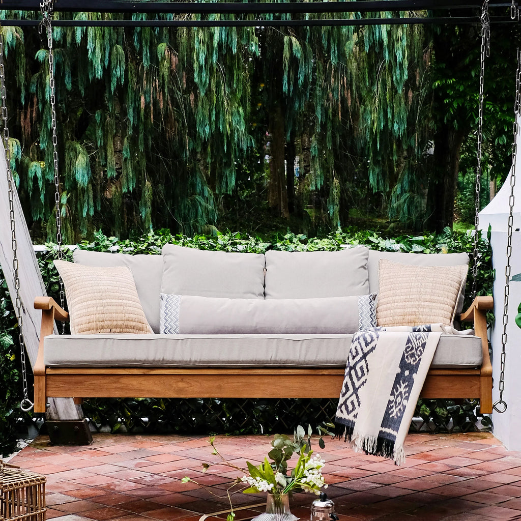 Teak Wood Outdoor Swing Daybed with Cushion F408521