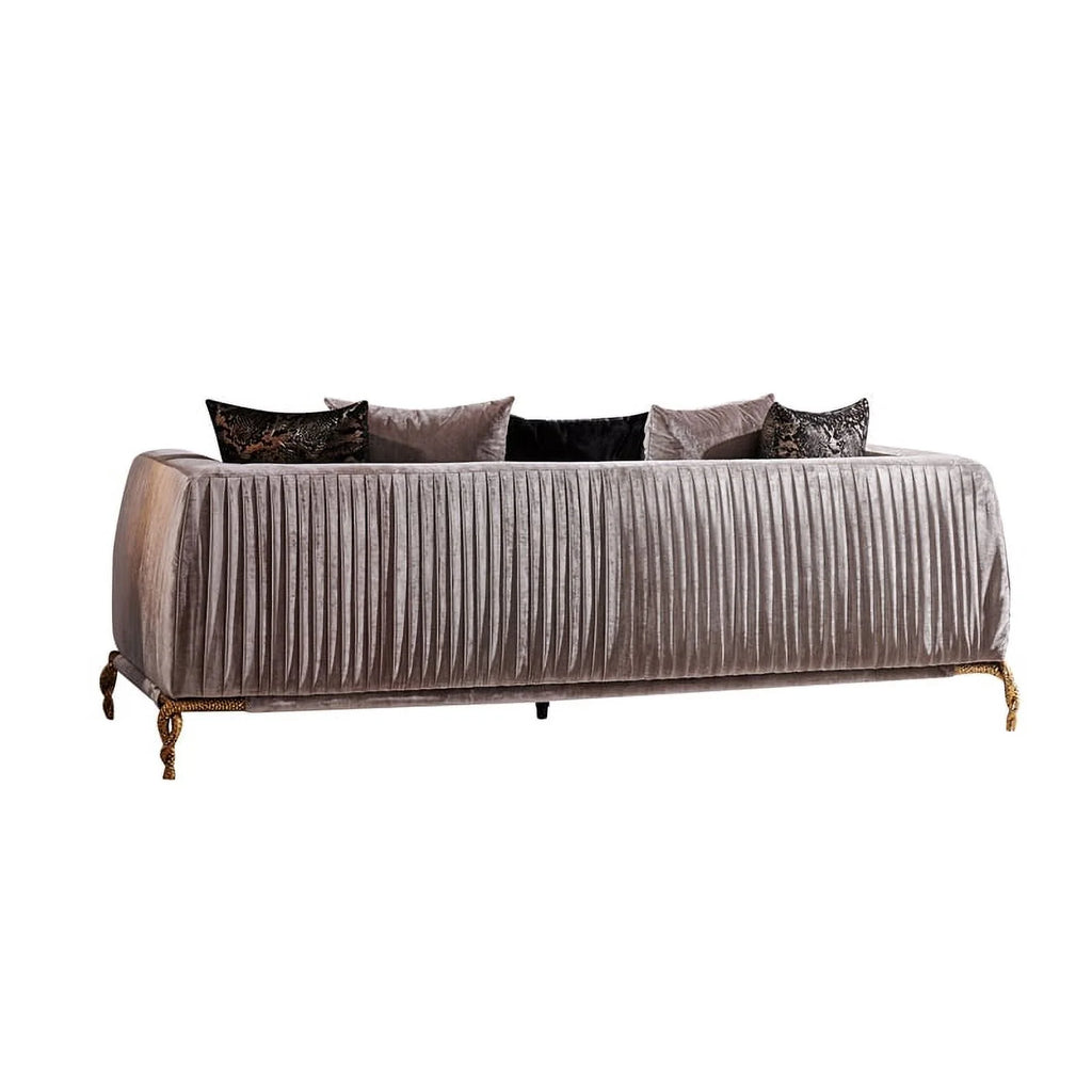 Ivory Velvet 2PC Living Room Set with Wood O456247