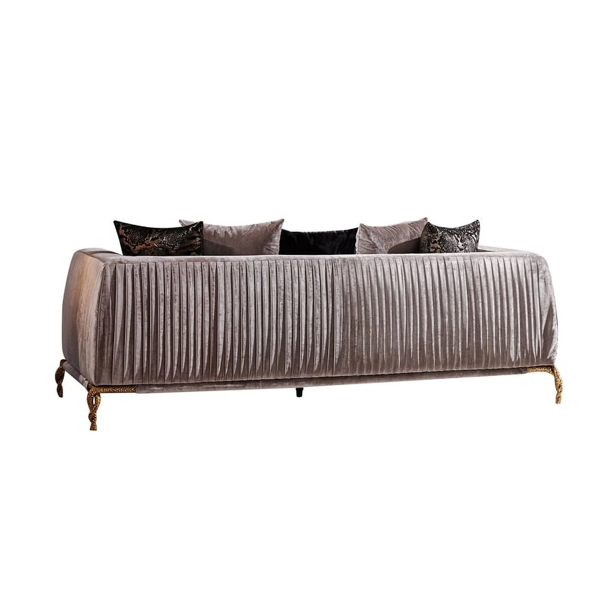 Ivory Velvet 2PC Living Room Set with Wood O456247