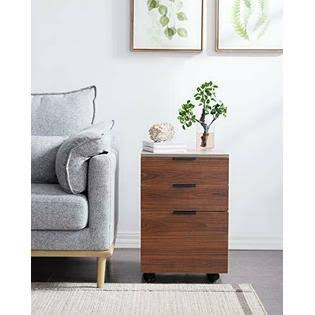 3 Drawer Rolling Wood File Cabinet with Locking Wheels D1525