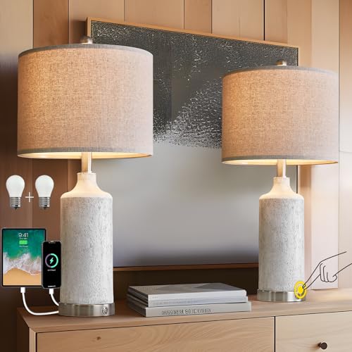 24” Table Lamps Set of 2, 3-Way Dimmable with USB A+C Q3394