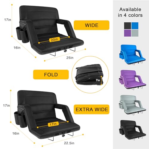 2 Pack Wide Folding Stadium Seats with Back Support and Cushion U193642