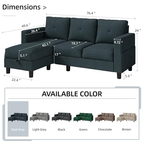 Convertible Sectional Sofa with Storage Ottoman B902972